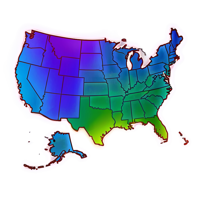 Colorful Usa Map Png Yfu