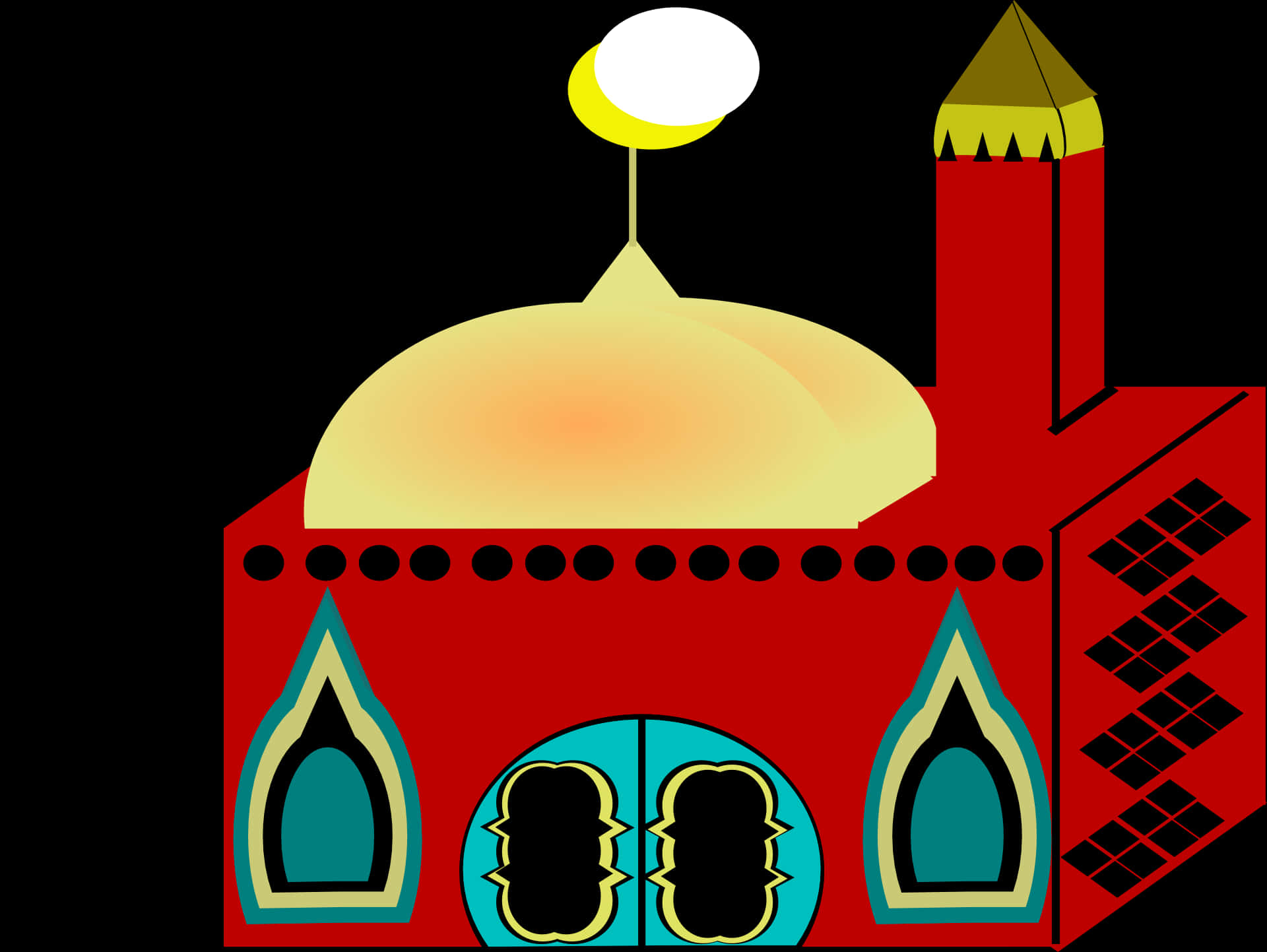 Colorful Vector Mosque Illustration