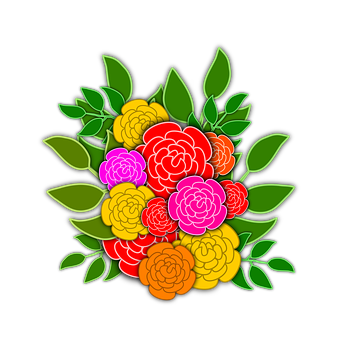 Colorful Vector Roseson Black Background