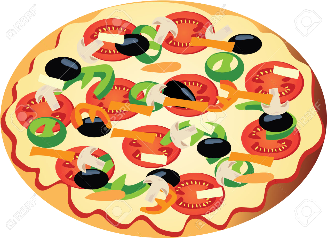 Colorful Vegetable Pizza Clipart