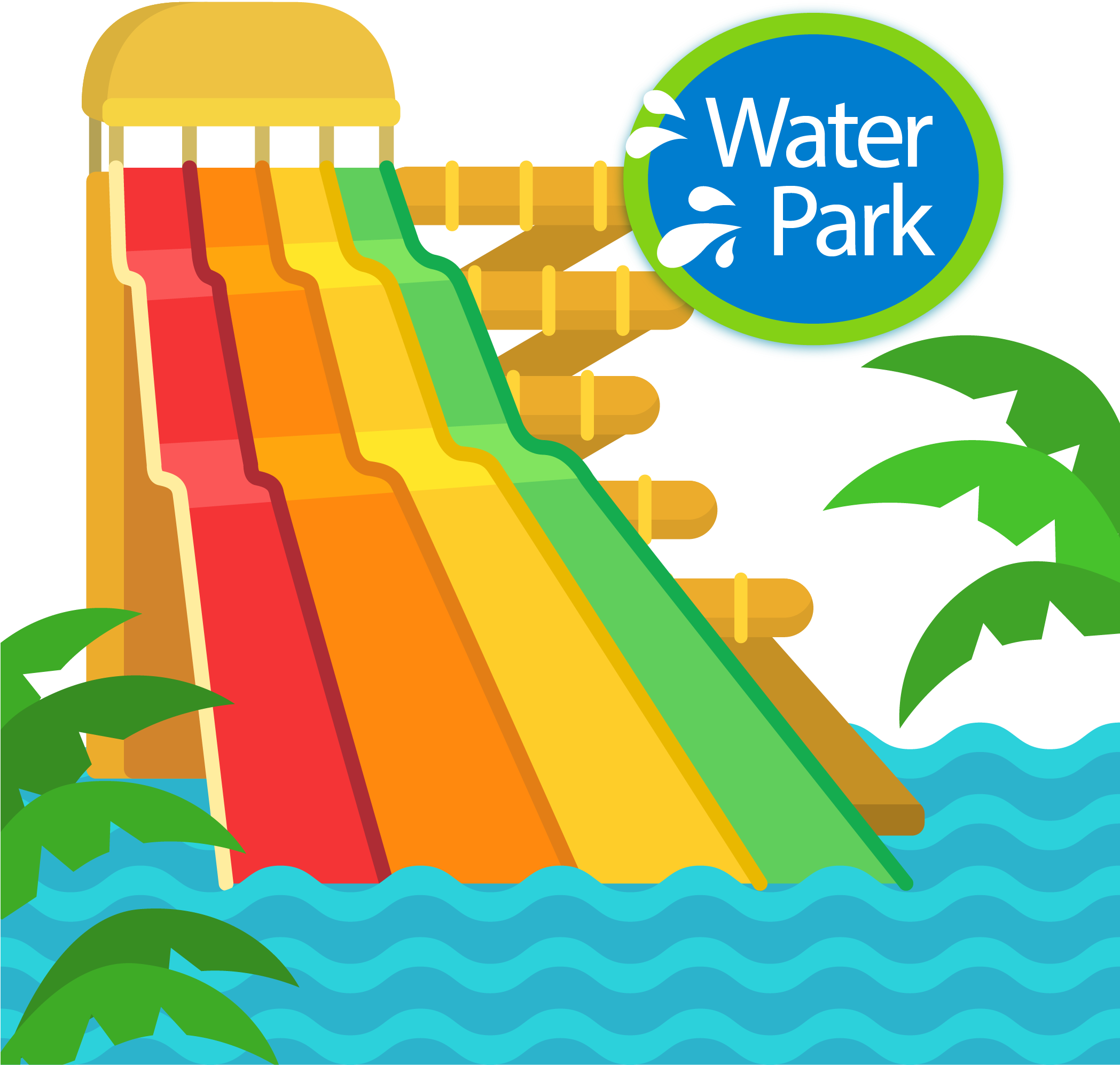 Colorful Water Slide At Park Illustration