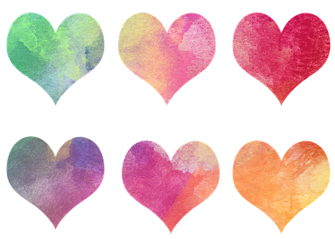 Colorful Watercolor Hearts Collection