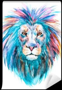 Colorful Watercolor Lion Artwork