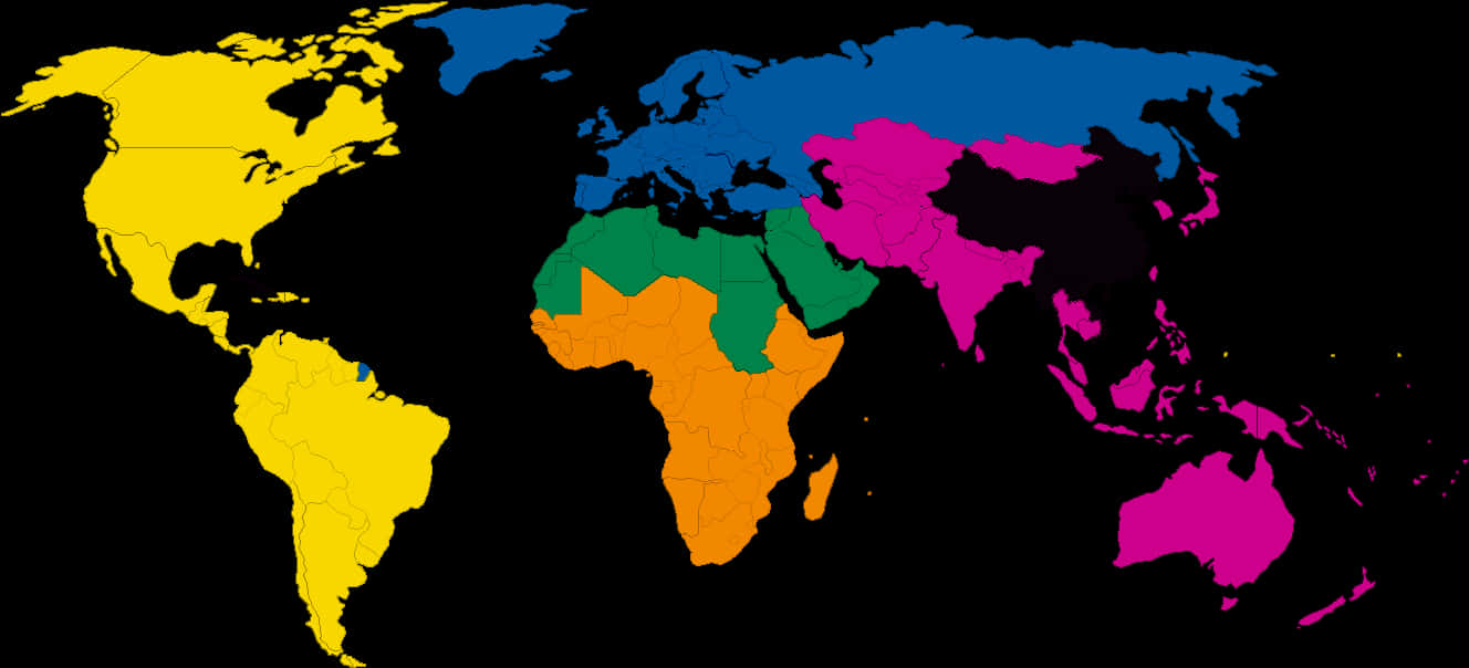 Colorful World Map Continents