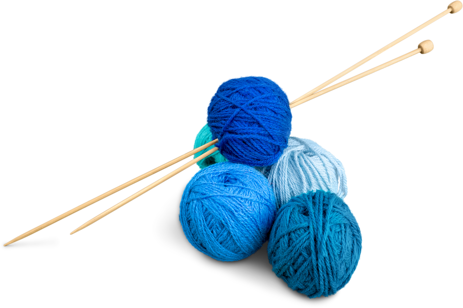 Colorful Yarn Balls With Knitting Needles