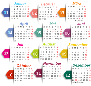 Colorful Yearly Calendar Design
