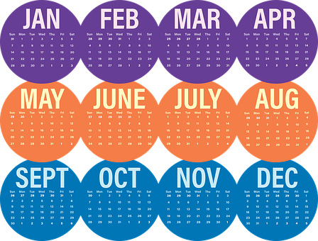 Colorful Yearly Calendar Design