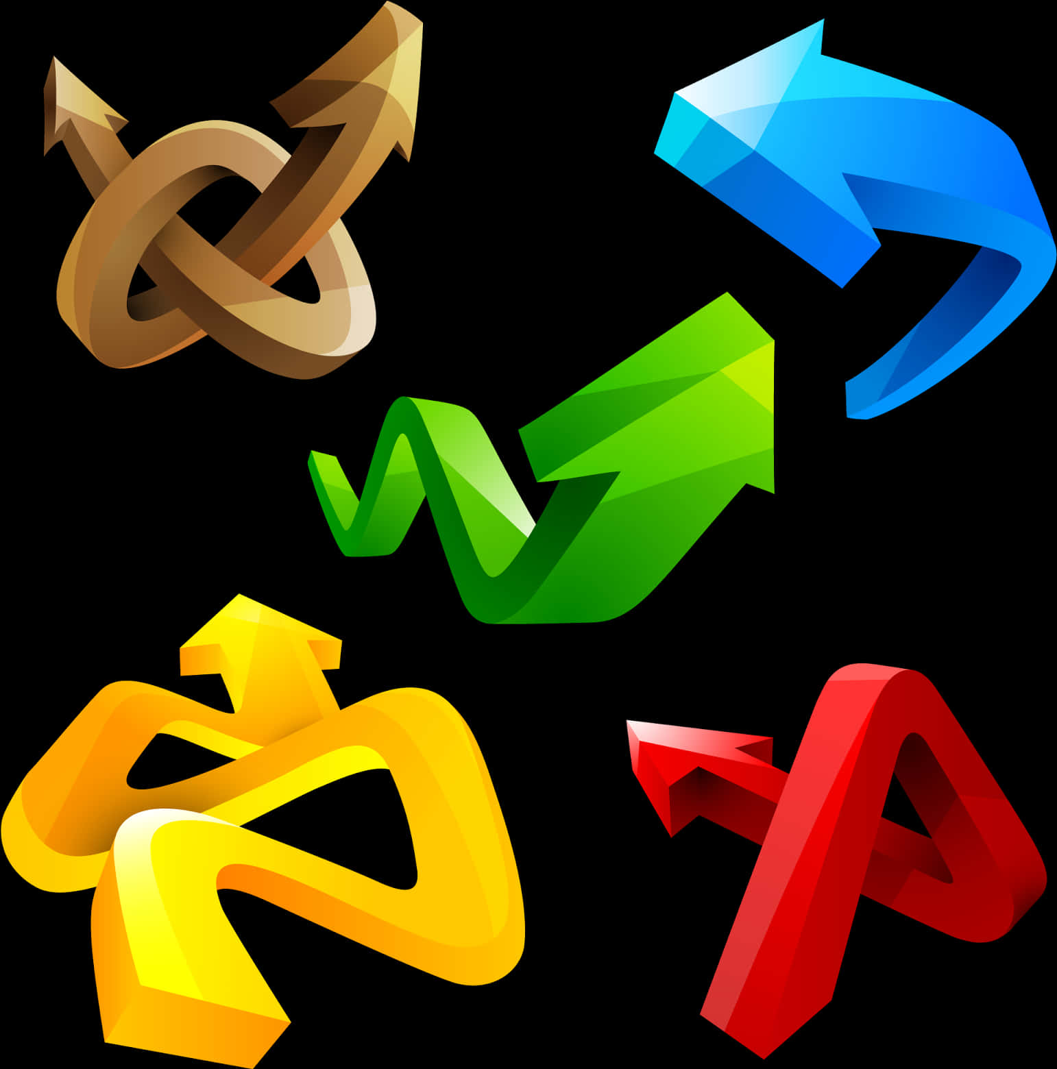 Colorful3 D Curved Arrows