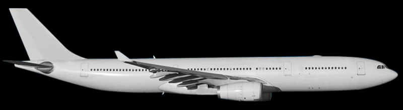 Commercial Airplane Side View Blackand White