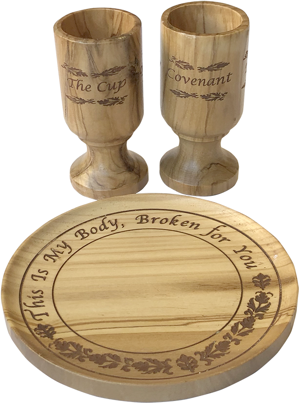 Communion Set Wooden Cups Plate