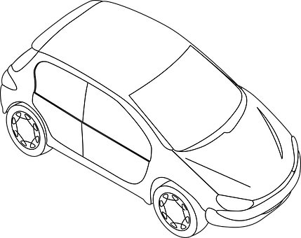 Compact Car Line Art Illustration