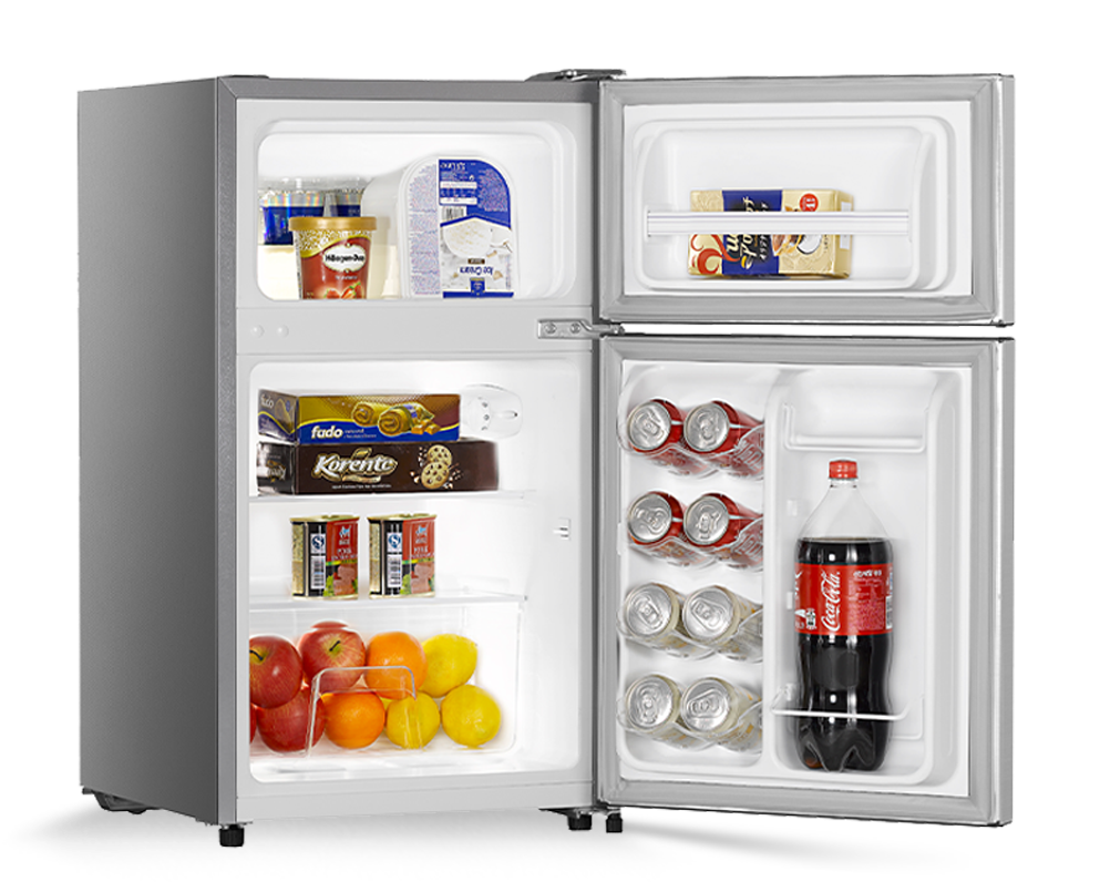 Compact Single Door Refrigerator With Food Items