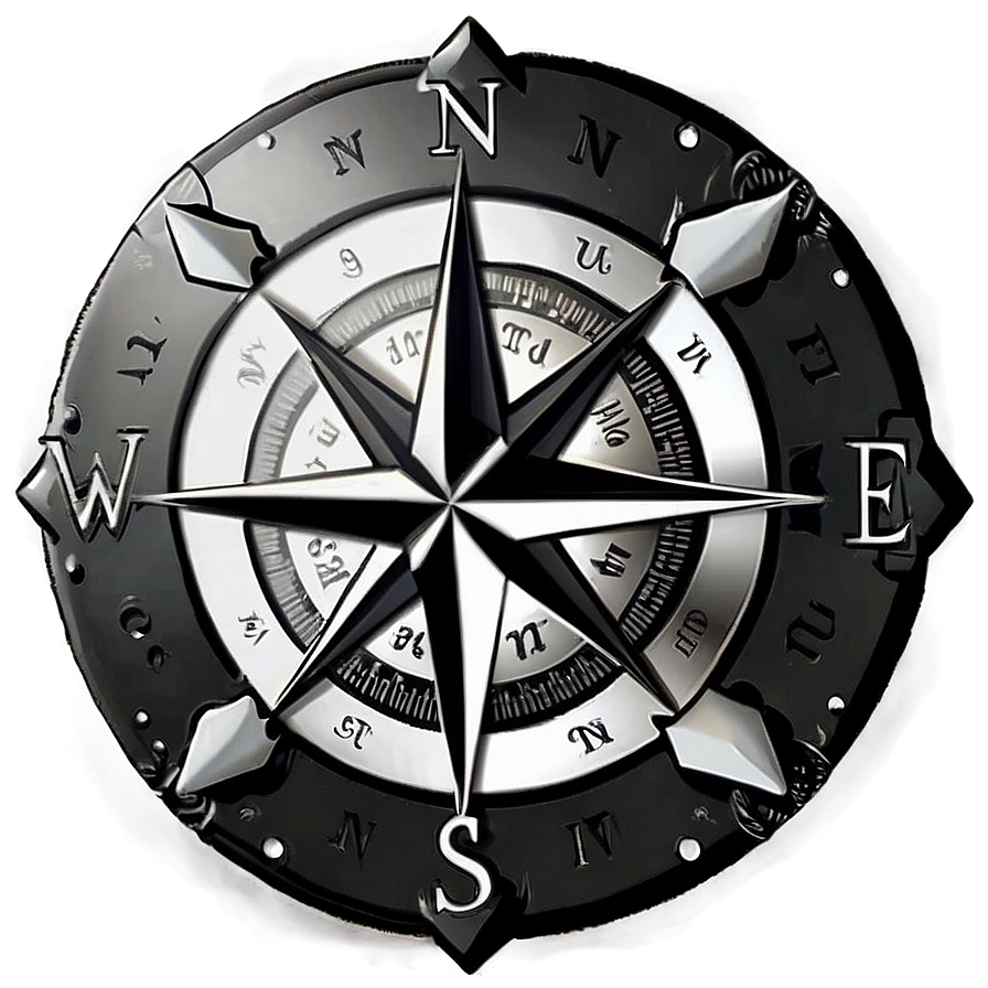 Compass Rose In Black And White Png 05252024