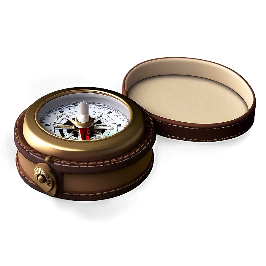 Compass With Leather Case Png Cea