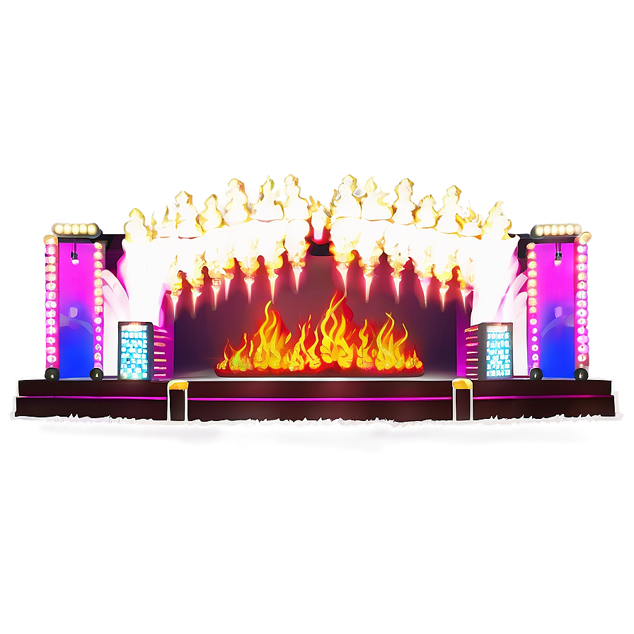 Concert Stage With Pyrotechnics Png Etb