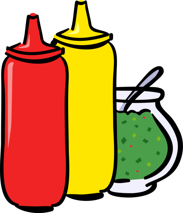 Condiment Bottles Cartoon Illustration