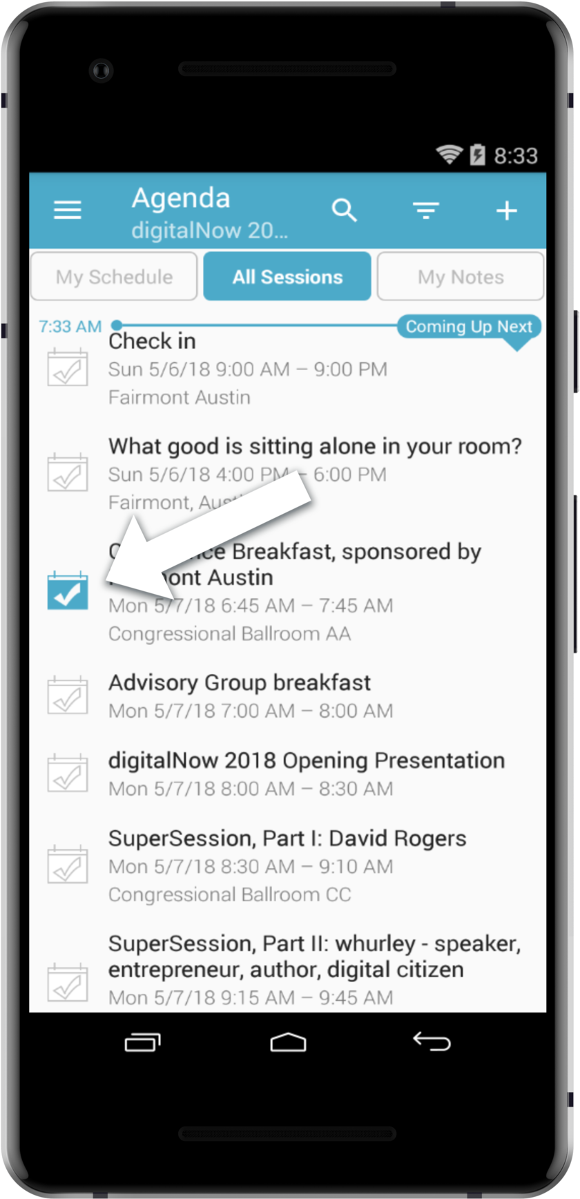 Conference Agenda Mobile App Screen