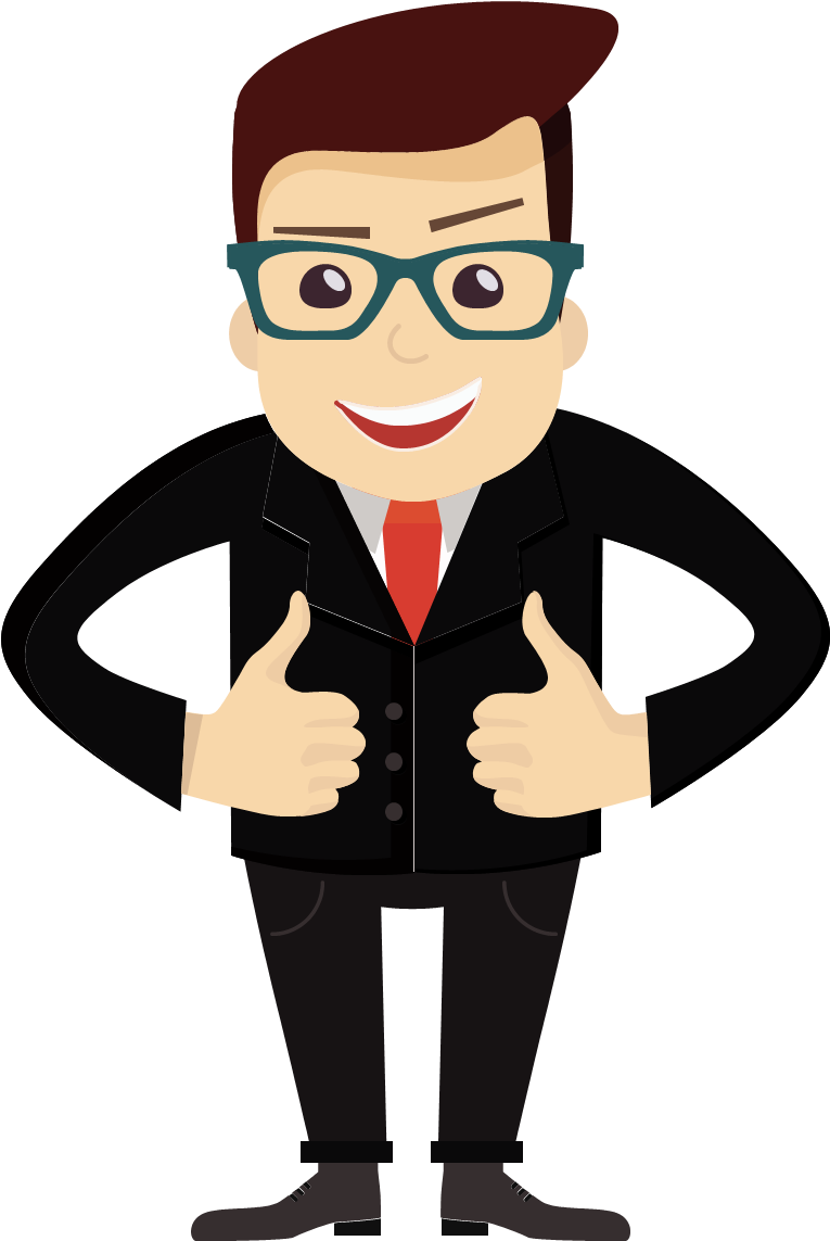 Confident Cartoon Businessman Thumbs Up