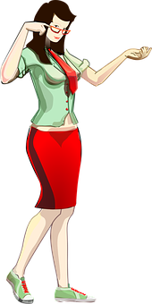 Confident Cartoon Woman Posing