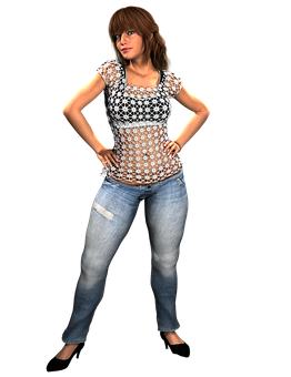 Confident Casual3 D Woman Pose