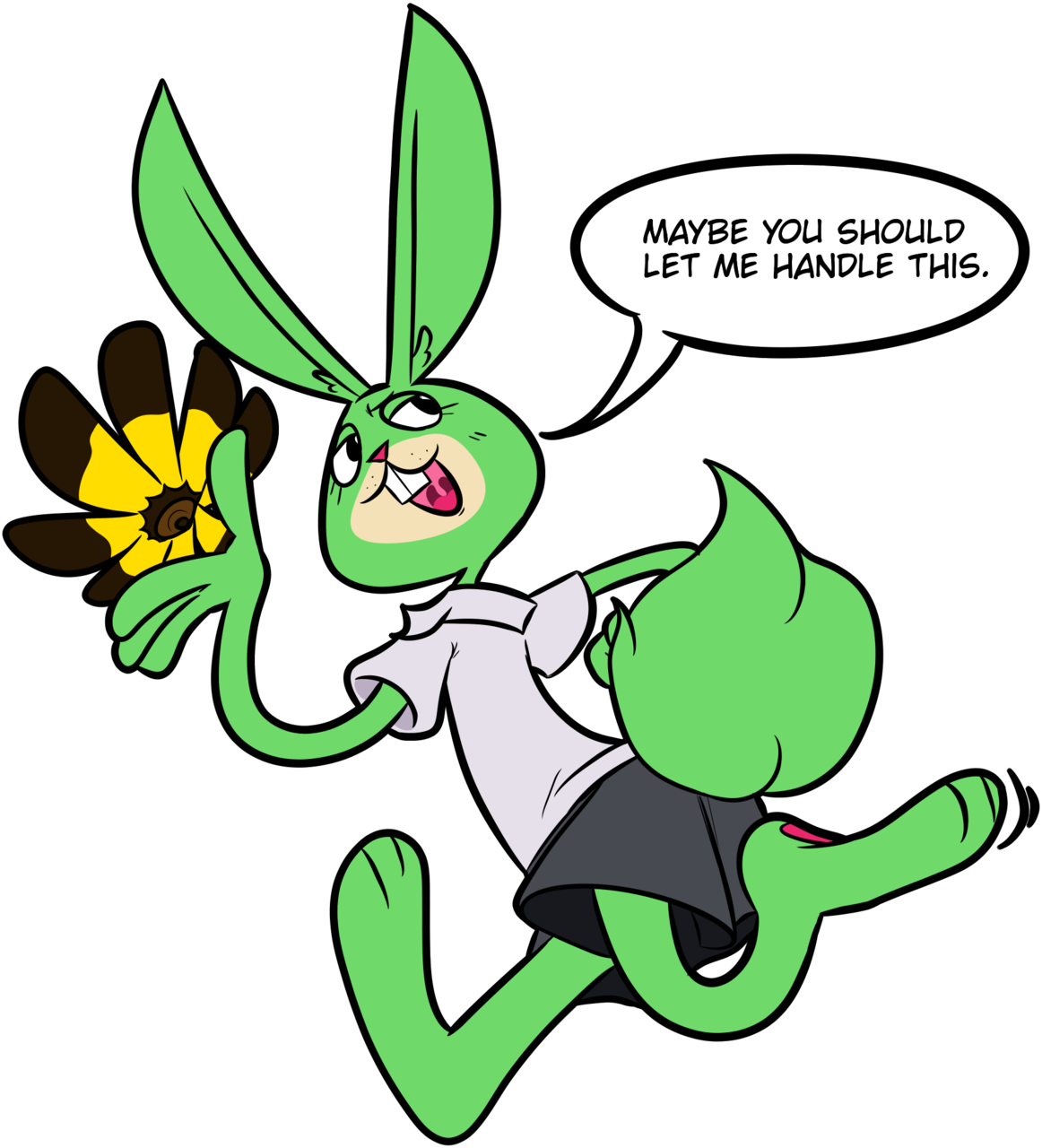 Confident Rabbit Cartoon Taking Charge