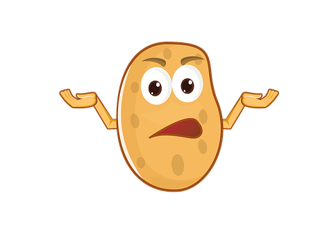 Confused Cartoon Potato Character