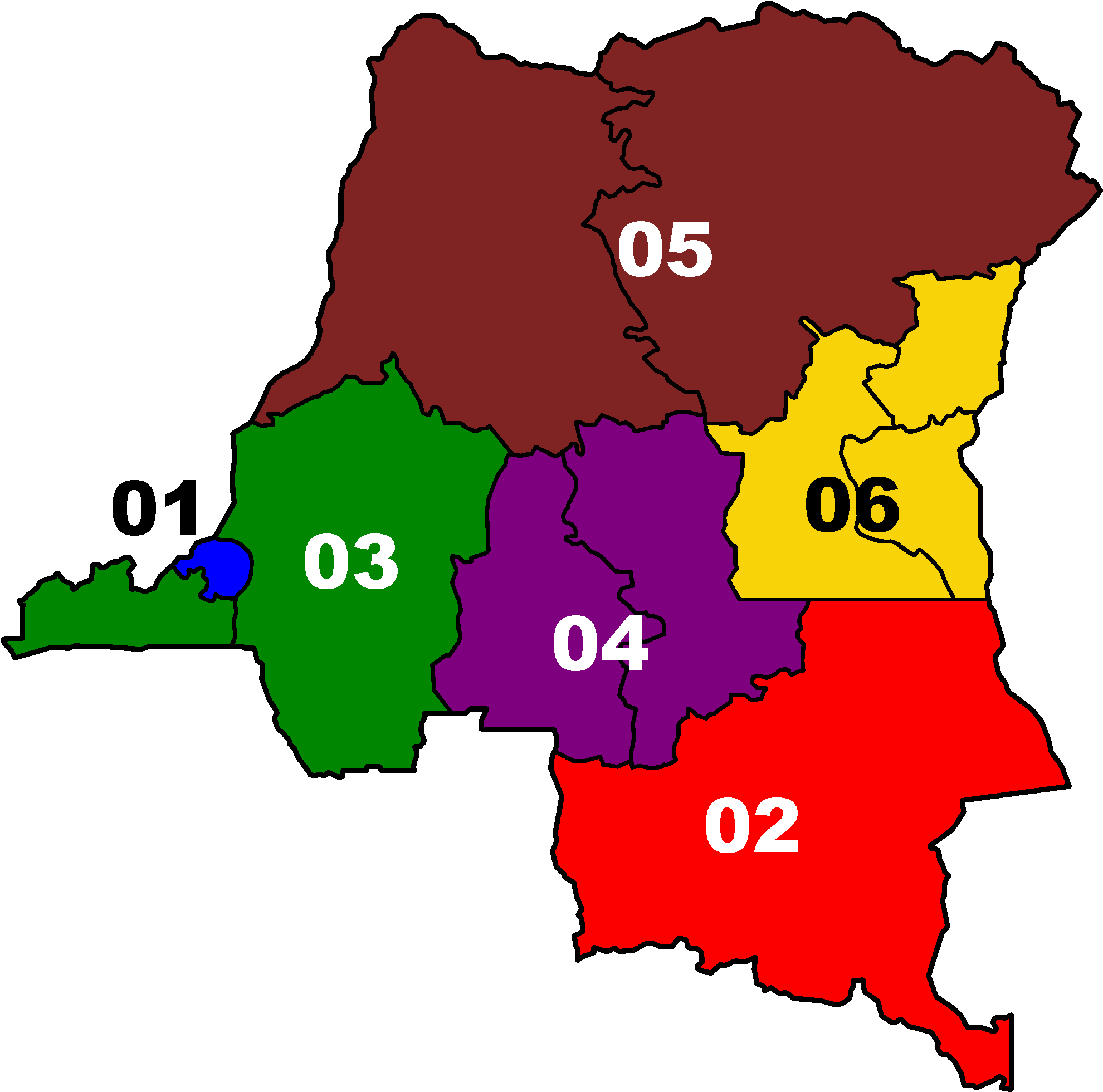 Congo_ Regions_ Map_ Color_ Coded