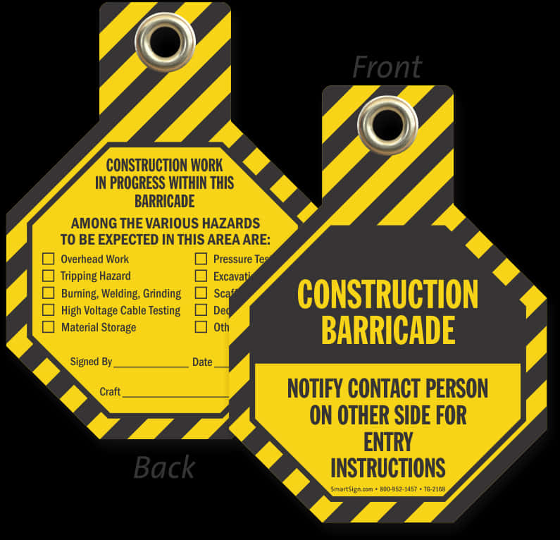 Construction Barricade Warning Tags