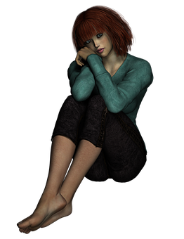 Contemplative Redhead Digital Art