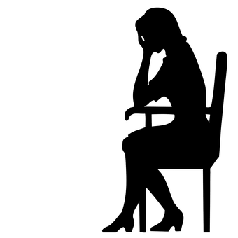 Contemplative Silhouette Woman Sitting