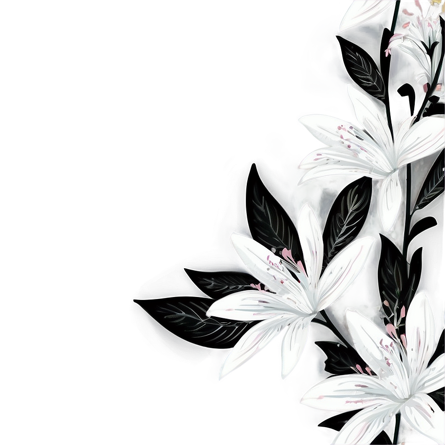 Contemporary Black White Flowers Png 63