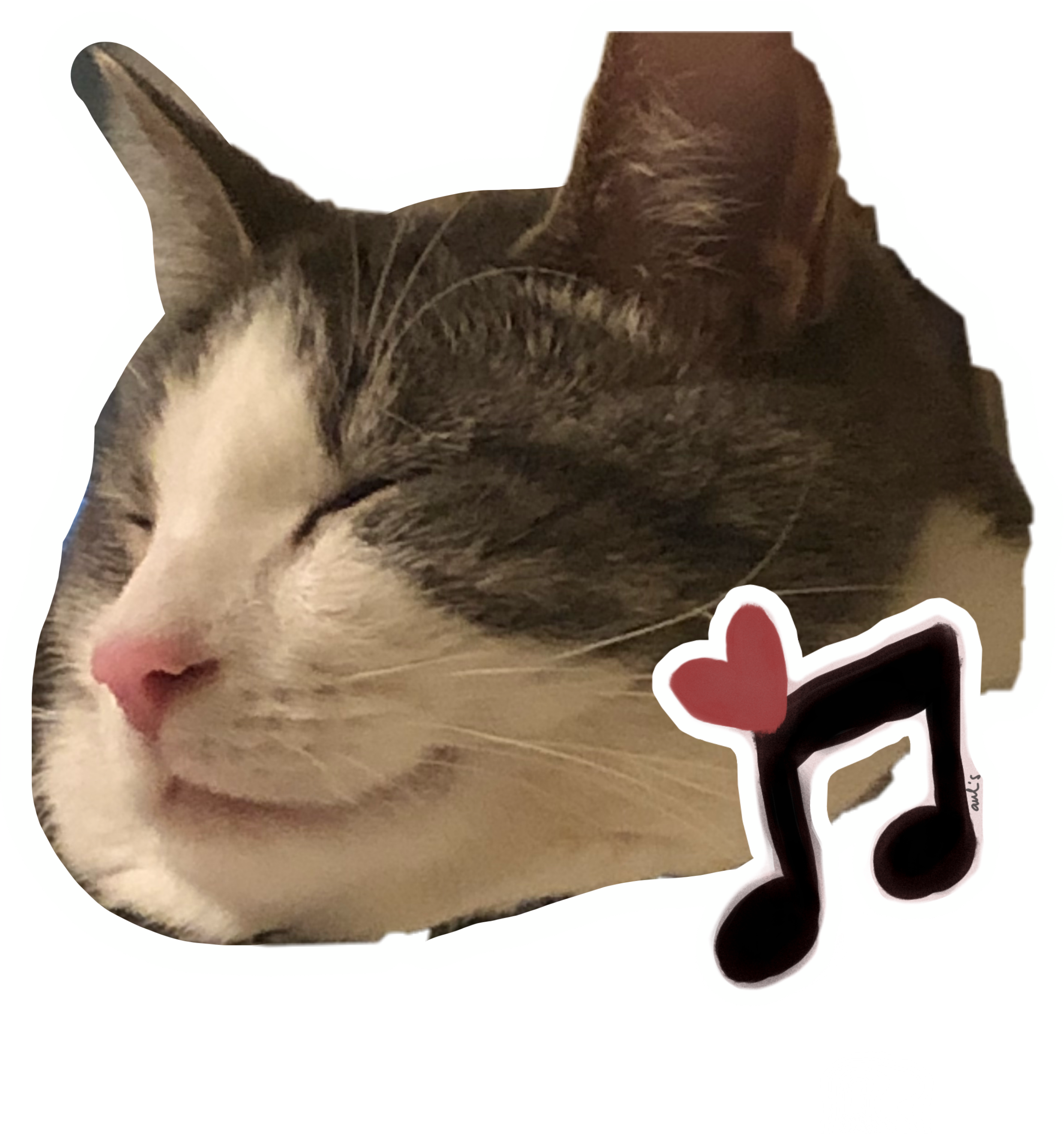 Contented Cat Music Love Sticker.png