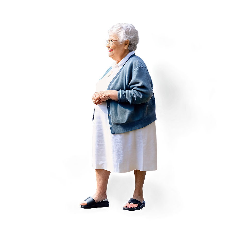 Contented Elderly Woman Standing Smiling