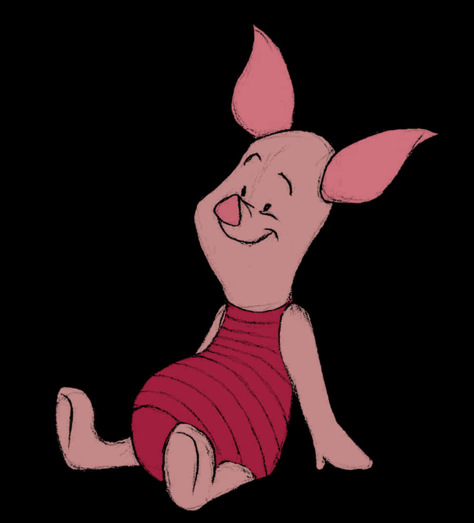 Contented Piglet Cartoon Illustration