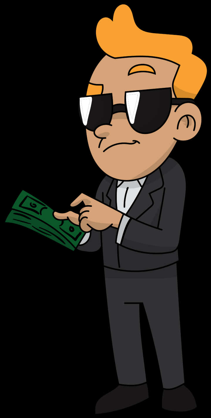 Cool Businessman Holding Money