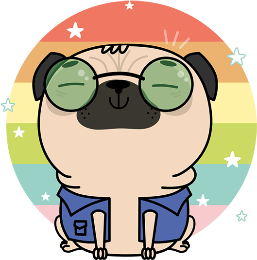 Cool Cartoon Pugwith Sunglasses