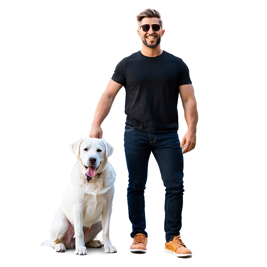 Cool Guy With A Pet Dog Png Cxc