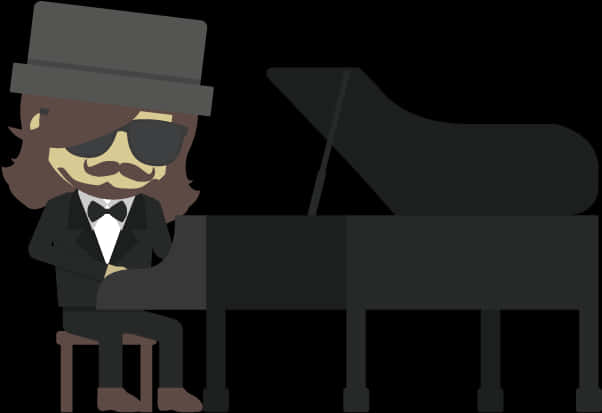 Cool Pianist Cartoon Character