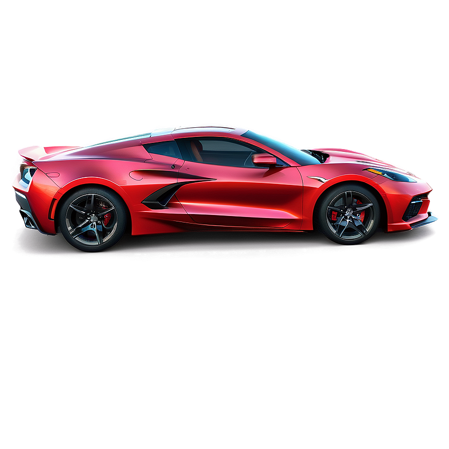 Coral Red Corvette C8 Png 12