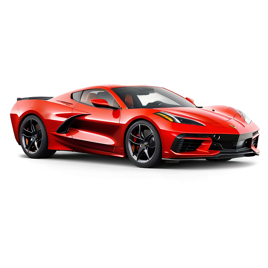 Coral Red Corvette C8 Png 45