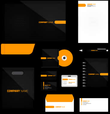 Corporate Stationery Design Set Black Orange