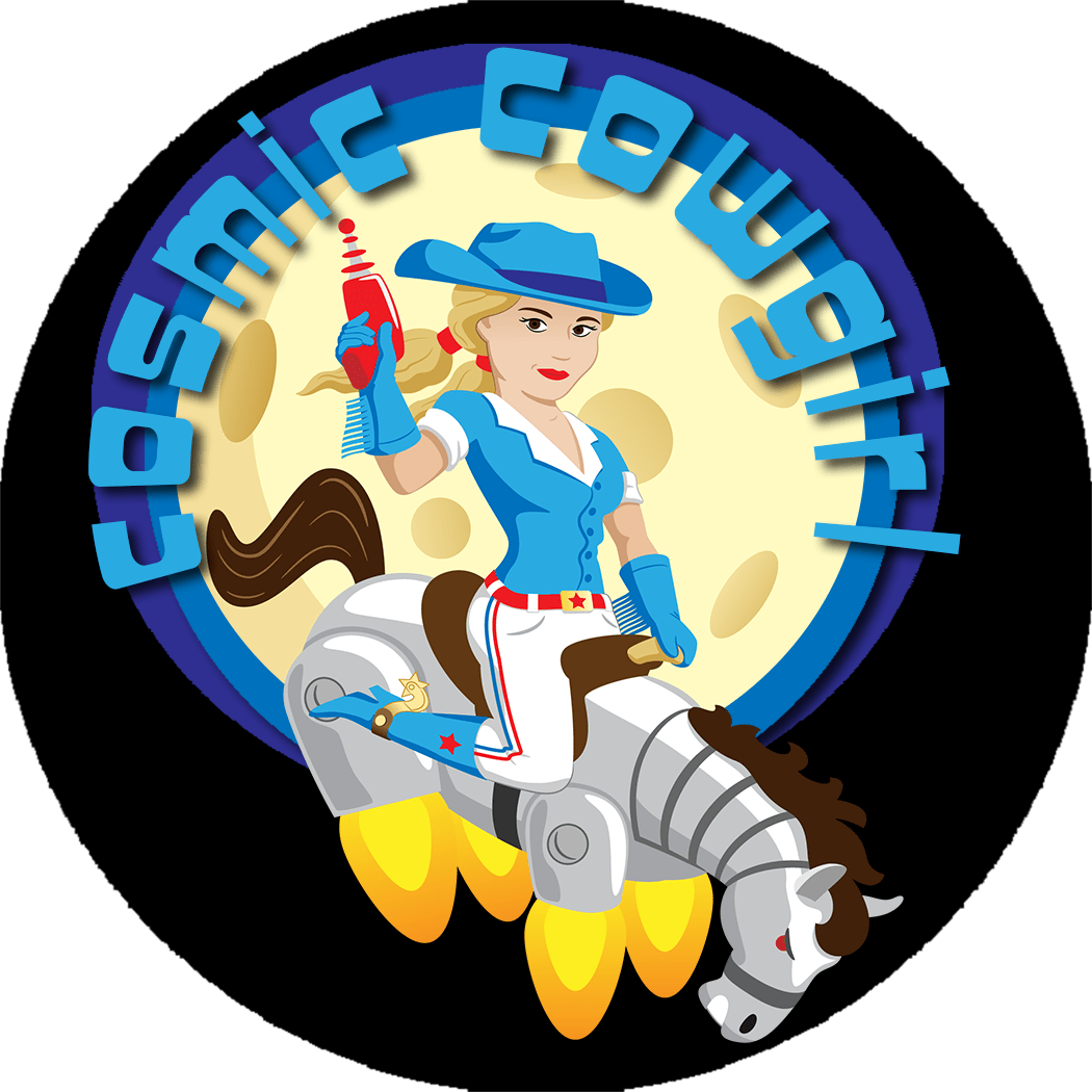 Cosmic Cowgirl Riding Rocket Horse