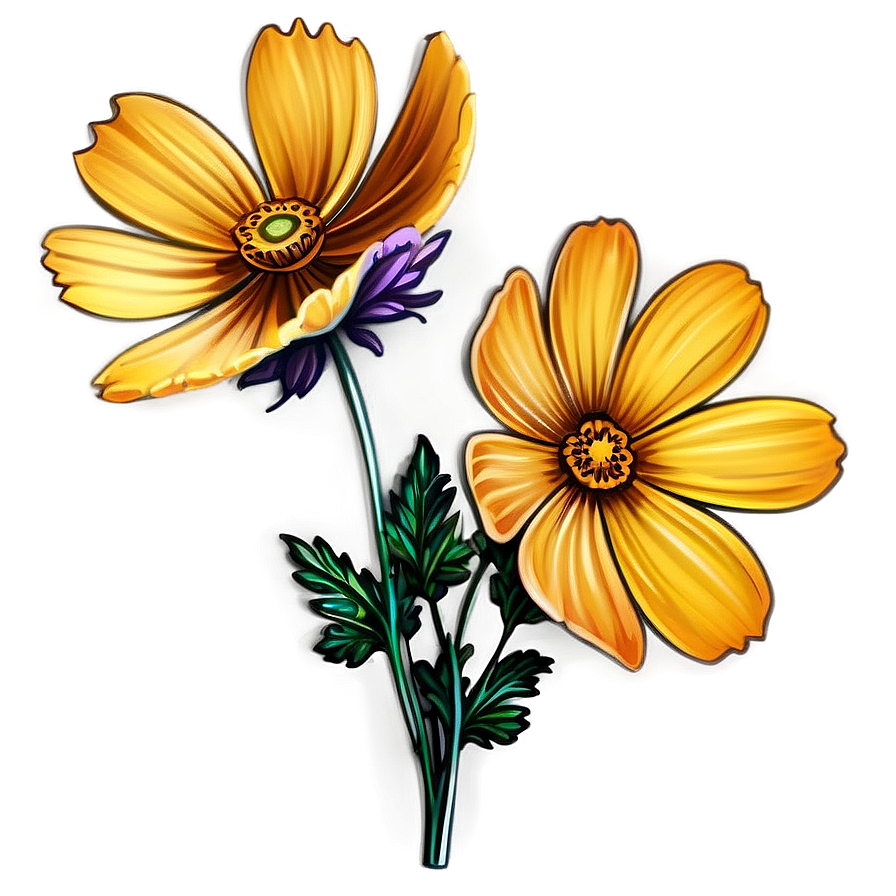 Cosmos Flower Sketch Png 73