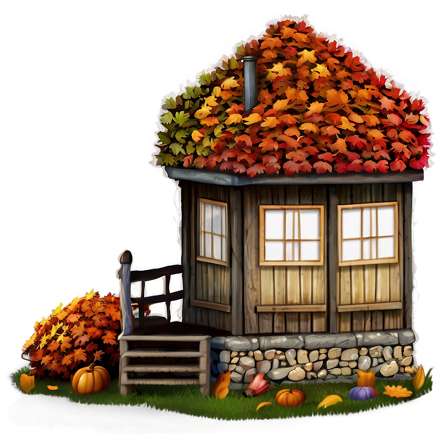 Cottage In Autumn Colors Png Poe53