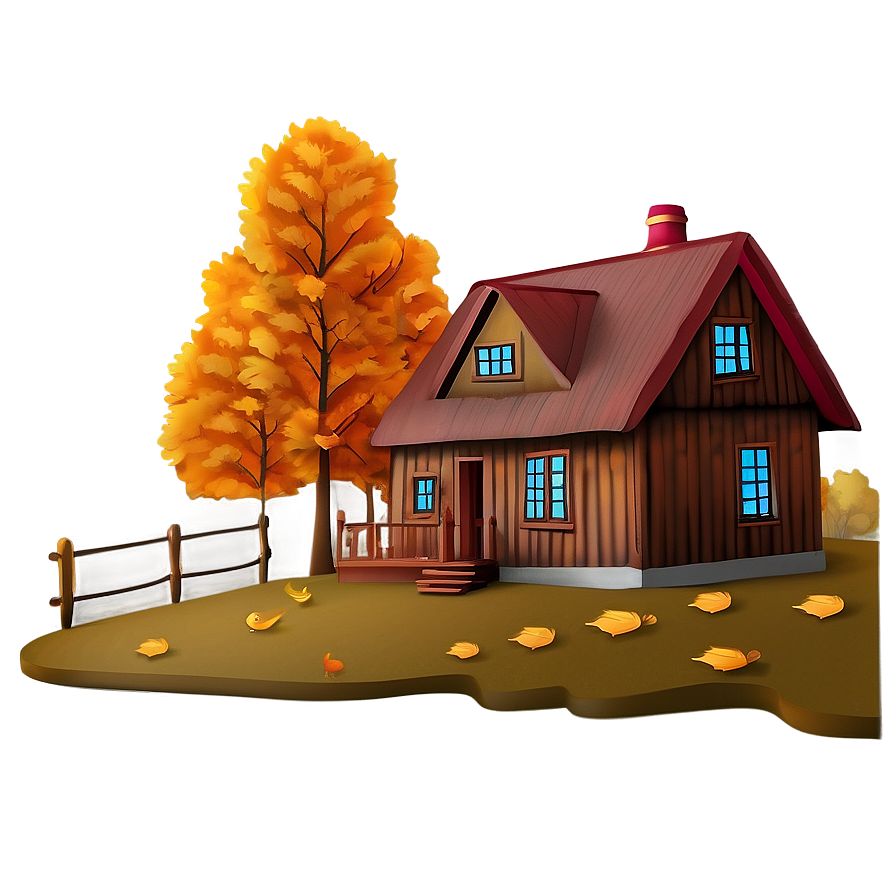 Cottage In Autumn Colors Png Pxn