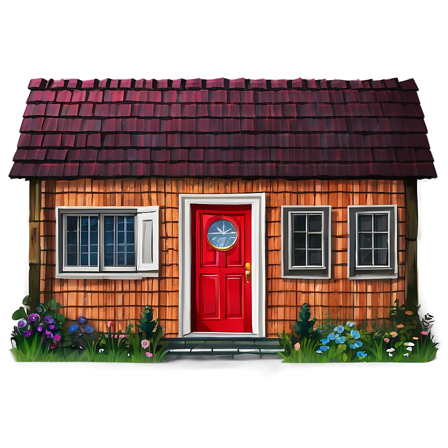 Cottage With A Red Door Png Yyw