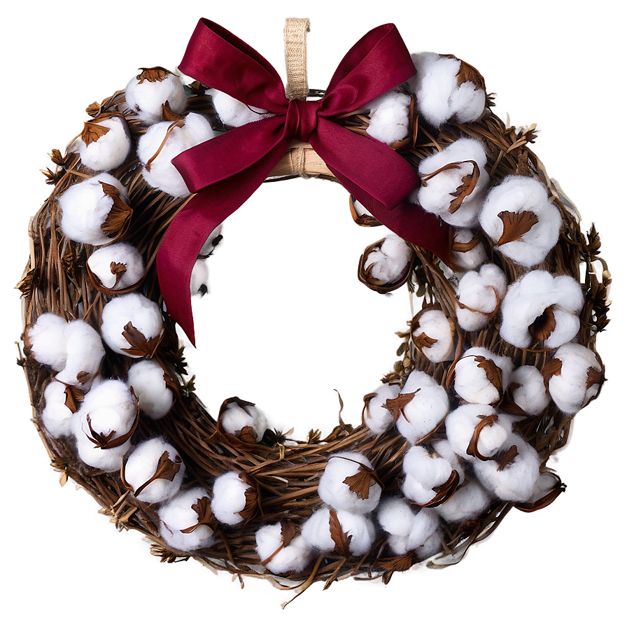 Cotton Boll Wreath Png 05242024