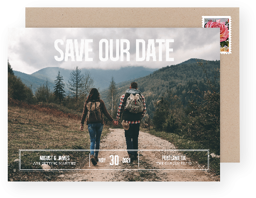 Couple Hiking Savethe Date Announcement