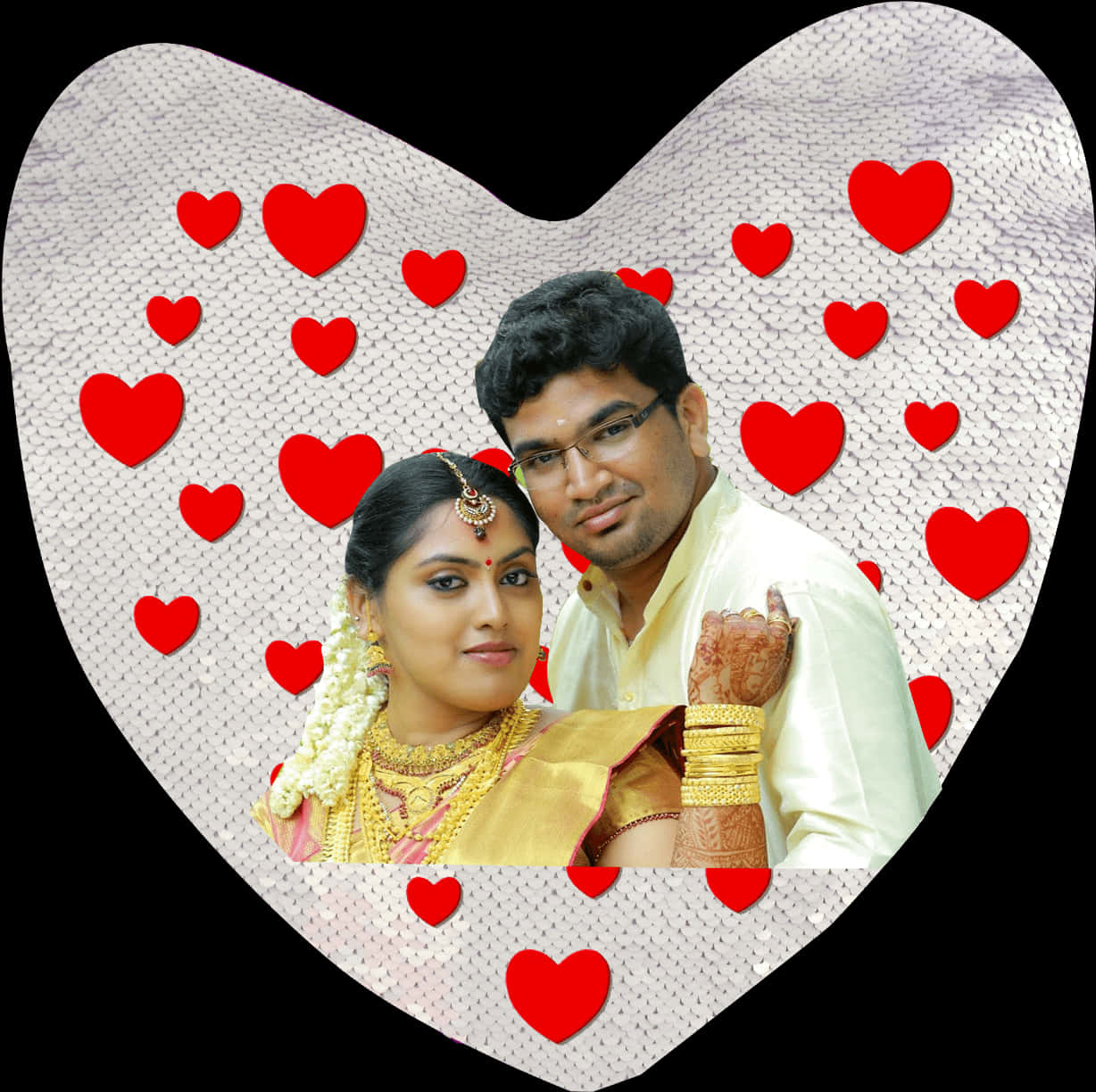 Couplein Heart Framewith Red Accents