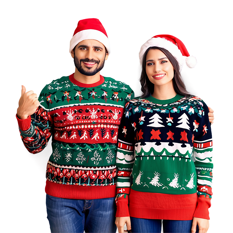 Couples Ugly Christmas Sweater Png 06122024